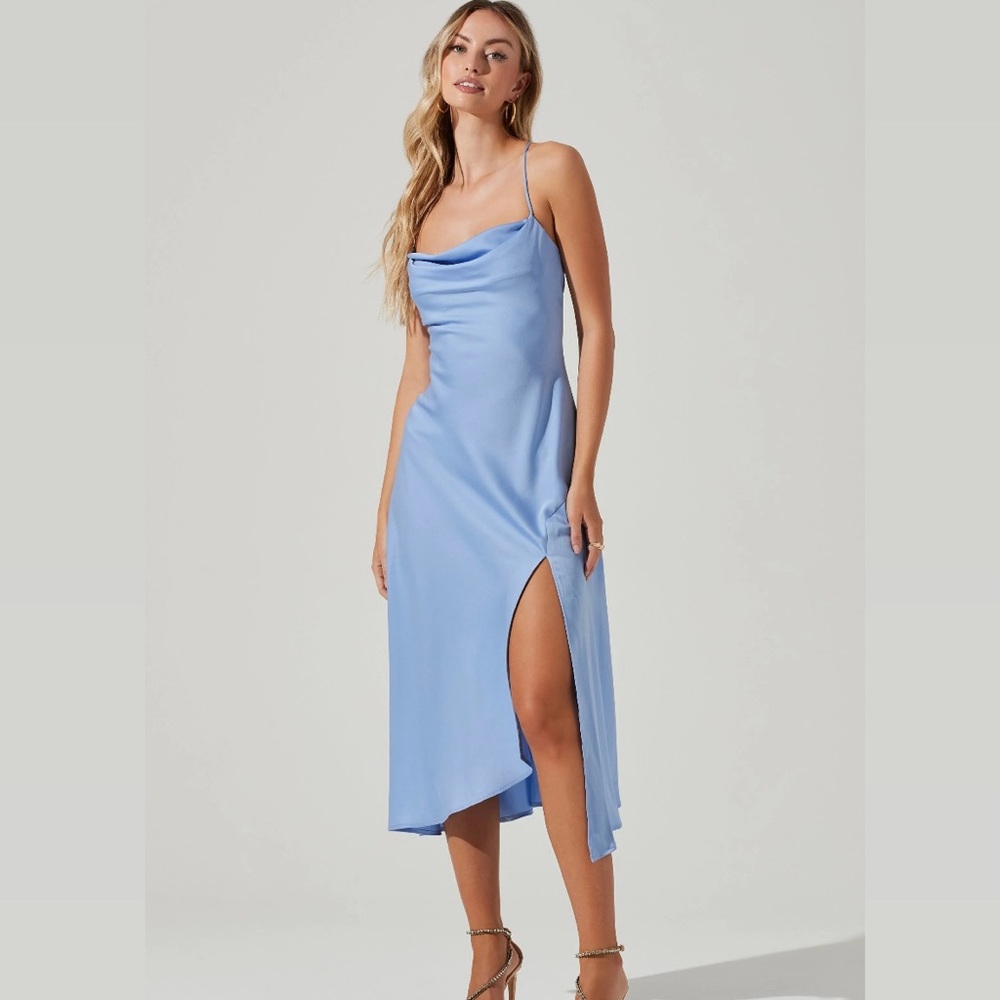 ASTR the label Gaia cowl neck midi dress in periwinkle